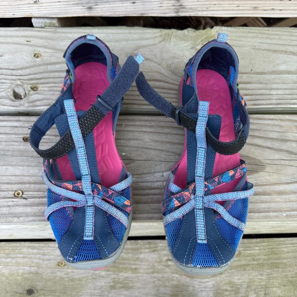 Merrell Hydro Monarch Beach Water Shoes Mesh Pink Blue Orange Adjustable Straps